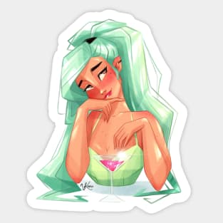 Cosmopolitan Green haired Girl Sticker